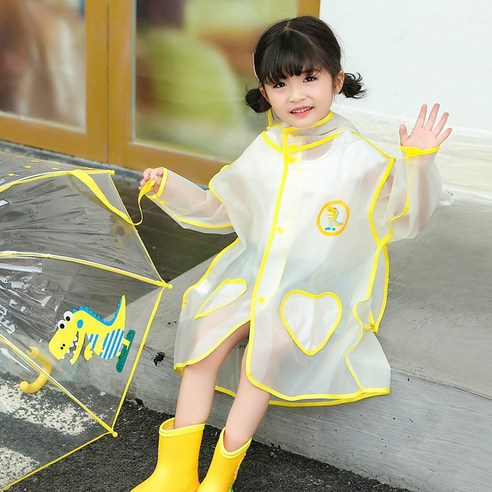 핑키핑크 아동용 다이노반투명레인코트