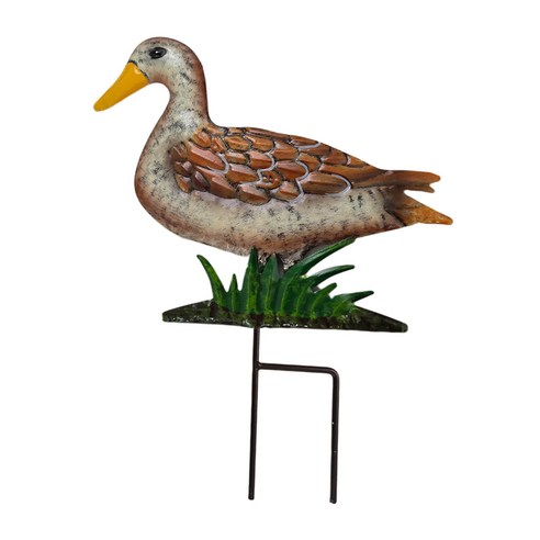 WJSHOP 생생한 동물 오리 철 원예 정원 말뚝 장식 입상, 여러 가지 빛깔의, 34x26cm, 금속
