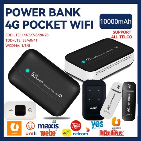 4G LTE 와이파이 라우터 와이파이 신호 리피터 10000mAh 휴대용 충전기 와이파이 PW100 모바일 보조배터리 포켓 무선 USB 와이파이 라우터, 5)usb Router, 없음