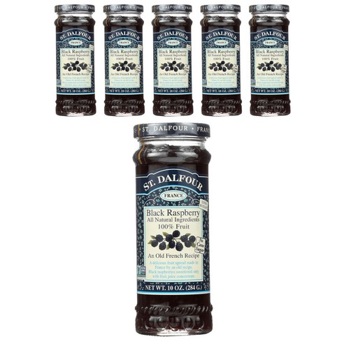 샹달프 디럭스 블랙 라즈베리 스프레드 과일잼 284g 무지방, 블랙 라즈베리 (Black Raspberry), 6개