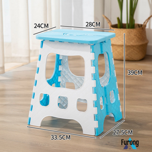 접이식 의자 휴대용 야외 의자 벤치 휴대용, 북유럽 하늘 푸른 높이 39cm 두께