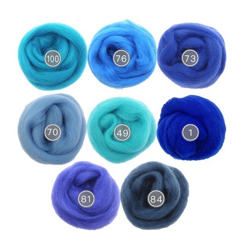 양모펠트 인형키링만들기 양모키링 10g x 8 /50g 1 블루 컬러 시리즈 Felting 양모 로빙 섬유 바늘 직조 DIY felting에 대 한, [09] 8 colors 10g