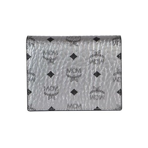 205010 MCM 엠씨엠 여자 0210 Berlin 실버 미니 Visetos Bifold Flap 지갑 W / Coin 포켓