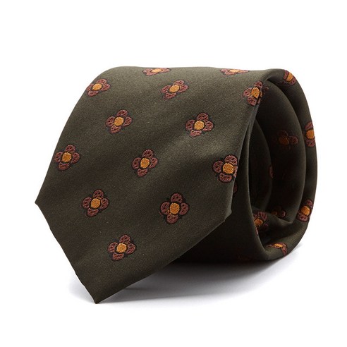 에스티코 카키 플라워 넥타이 SNTTZ87BAK