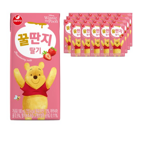 서울우유 딸기 꿀딴지, 180ml, 24개