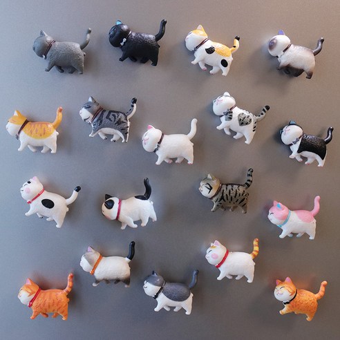 창조적 인 나비 넥타이 고양이 냉장고 자석 3D 만화 고양이 자석 귀여운 마그네틱 스티커 메시지 홈 장식, 9 고양이 1 세대 2 세대 (냉장고 자석), 작은