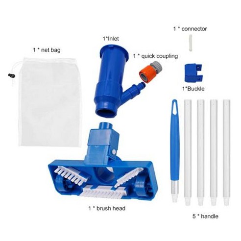 수영장 여과기 정수 필터 진공 청소 키트 흡입 헤드 네트 풀 손잡이 포함 야외 클리너 브러시 스키머 도구, 5) EU no Handle