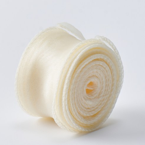 상일상회 오간디 리본 꽃포장 생일 선물 크리스마스 트리 꽃포장지 끈, 베이지, 40mm*9m, 2개