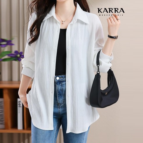 카라 KARRA 77까지 버티컬플리츠링클블라우스 A4S1121