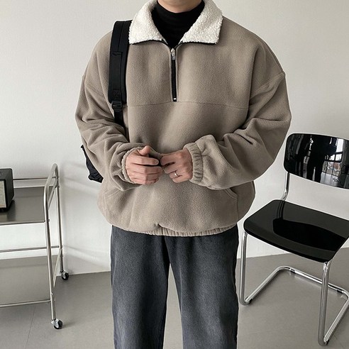 아델 양털 후리스 아노락