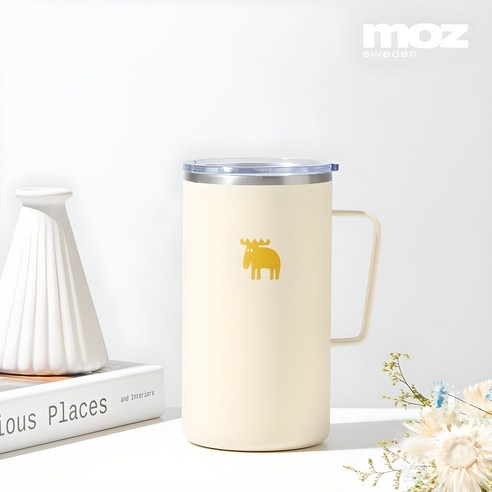 MOZ 스웨덴 316 스텐 진공 머그컵 스텐머그컵 보온머그컵 보온컵, 크림아이보리, 600ml, 1개
