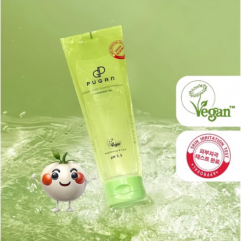 PUGAN VEGAN WHITE TOMATO FORMULA CLEANSING GEL ( 푸간 비건 화이트 토마토 포뮬라 클렌징 젤 ), 1개, 120ml 비건뷰티