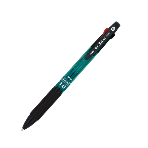 자바펜 초저점도 3색 유성 제트3볼 볼펜 1.0mm, 민트, 12개입