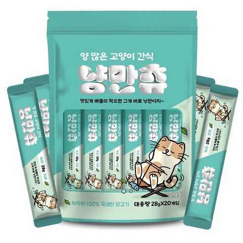 푸르미 양많은 짜먹는 고양이간식 냥만츄 대용량 28g, 60개입, 녹차