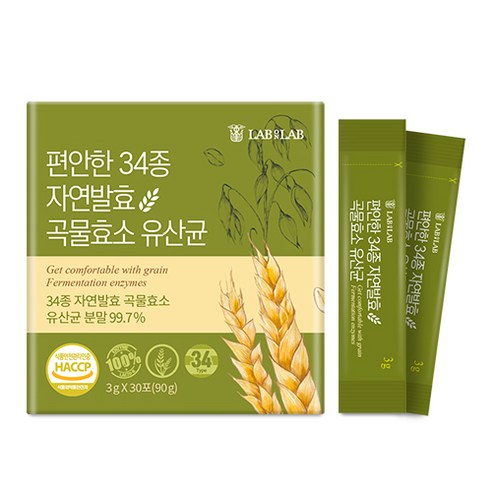 편안한 34종 자연 발효 곡물 효소 포스트바이오틱스 유산균, 90g, 1개