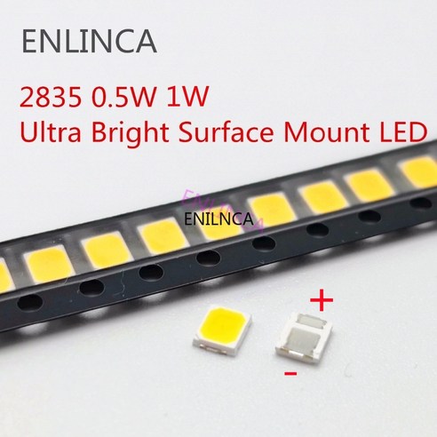 SMD LED 2835 화이트 칩 매우 밝은 표면 마운트 LED 발광 다이오드 램프 0.5 W 1W 3V 6V 9V 18V 50-55LM 50-100 개, 50개, 17.3V 3000K 1W 50Pcs 3파이led보라