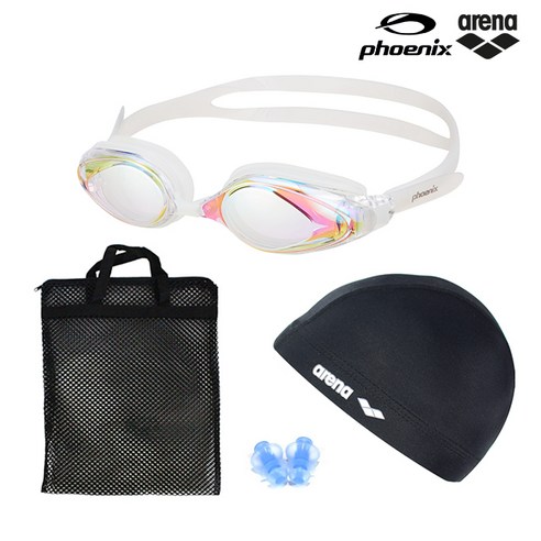 PN-405M 와이드뷰 미러수경 물안경 수영 4종세트, PN-405M(클리어)