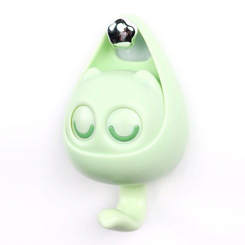 귀여운 고양이 눈 깜박 접착식 고리, 2개, 그린