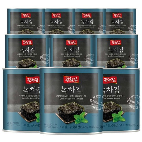 광천김 녹차김 캔김, 30g, 10개