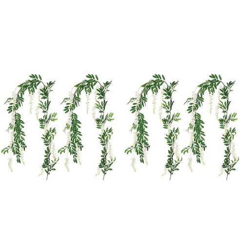 노 브랜드 4 pcs 꽃 화환 등나무 인공 가짜 덩굴 실크 아이비 식물 우리, 그린&화이트