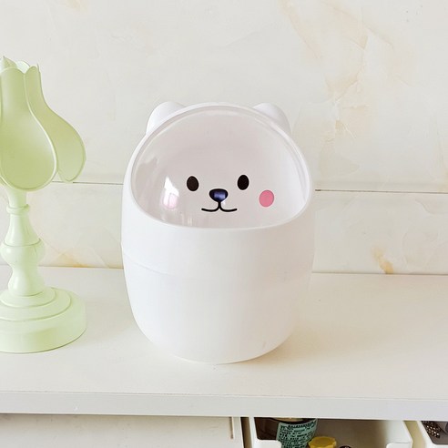 이디존 데스크탑 휴지통 귀여운 사무실 미니 쓰레기통, 흰색