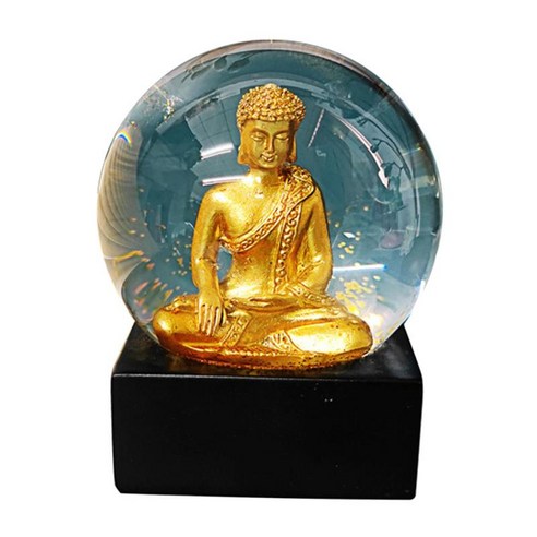 부처님 동상 명상 장식 영적 선 수정 구슬 입상 장식 사무실 탁상, 블랙 베이스, 수지