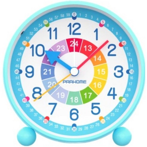 프라홈 무소음 숫자 교육용 알람 탁상시계, 스카이블루