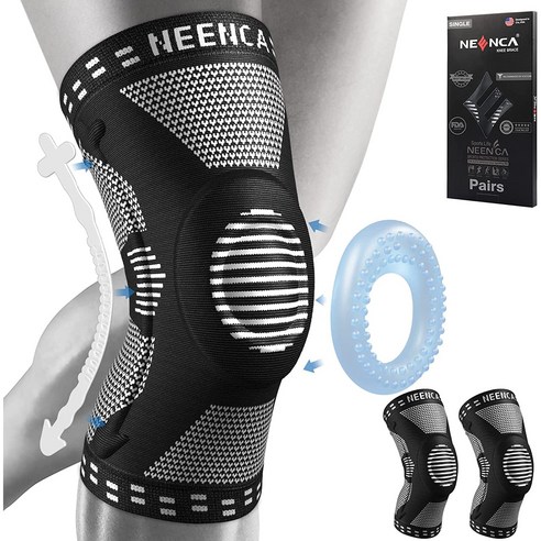 니이카 무릎보호대 HX051 실리콘 무릎보호대 의료용, 블랙, 1개