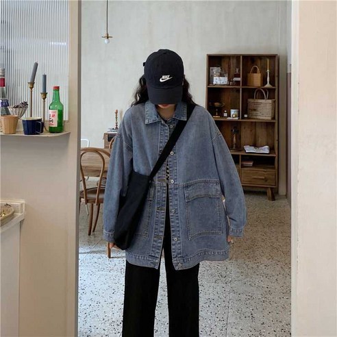 KORELAN 봄 가을 원숙생 빈티지 데님 코트