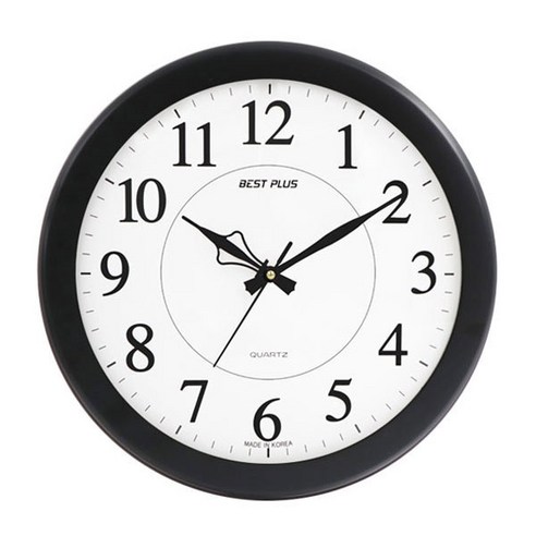 베스트플러스 무소음 벽시계 34cm, 블랙(BP340BK)