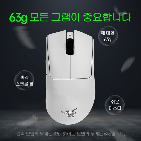 Razer DeathAdder V3 Pro 무선 마우스, WHITE