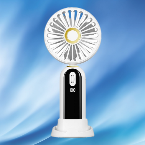 비브온 강력바람 저소음 LED 무선 선풍기 휴대폰거치대, 화이트