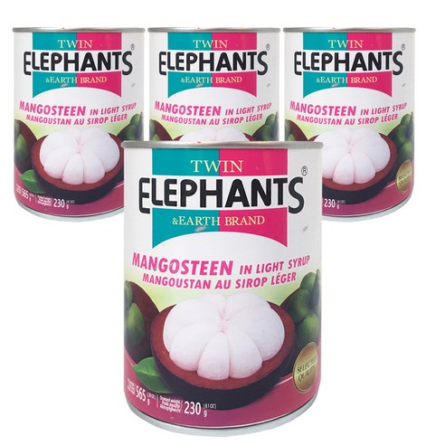 [태국] TWIN ELEPHANTS 망고스틴통조림 565g/ Mangosteen 빙수 토핑 가니쉬 과일캔, 4개, 565g