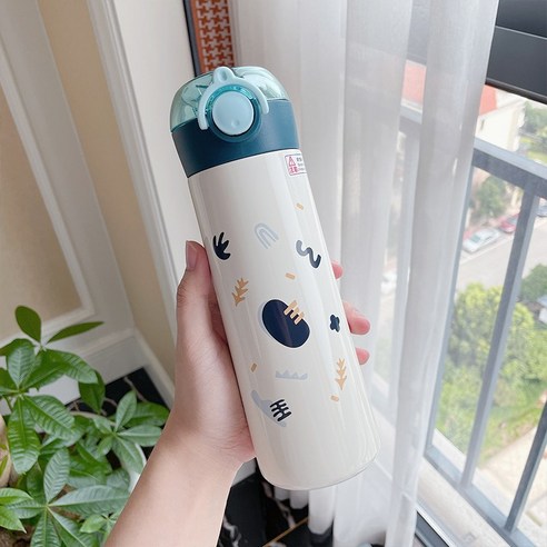 GU 보온병 컵 여성 밀짚 하이 생긴 여름 따뜻한 컵 학생 휴대용 신선한 귀여운 컵, 색깔6, 하나
