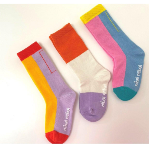 사랑스러운 우리 아이를 위한 안전하고 스타일리시한 니발내발 원더랜드 3P 배색 니삭스