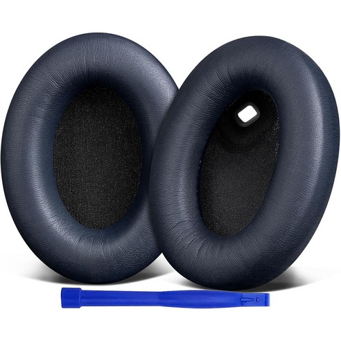 SOULWIT 교체용 이어패드-호환 모델 소니 Sony WH-1000XM4 (WH1000XM4) 헤드폰 소음 차단 폼 두께 추가 1쌍, Protein Leather, Blue, 1개