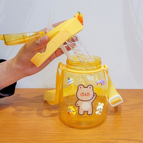 DFMEI 짚 차 필터 고온 냄비 배꼽 컵 여름 휴대용 스포츠 주전자와 귀여운 대용량 물 컵 여성, DFMEI 금귤 옐로우 1.1L + 티 필터 + 곰 스, =VLOOKUP(J:J,Sheet1!A:A,2,0)