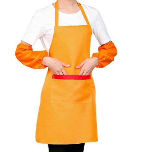 ANKRIC 방수앞치마 앞치마 작업복원숄더 목 앞치마 먼지 방지 및 얼룩 방지, 오렌지