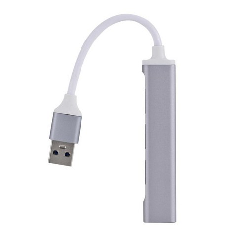 알루미늄 USB 3.0 허브 모바일 HDD 휴대용 플래시 드라이브용 4포트 OTG 분배기 어댑터, 그레이, 12.5x8.5x2cm, 알루미늄 합금