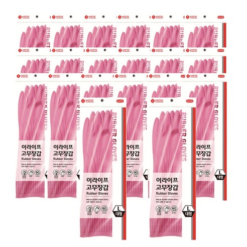 롯데이라이프 착한 고무장갑 대, 핑크, 20개