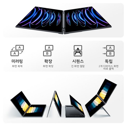 EHOMEWEI 이홈웨이 포터블모니터 휴대용모니터 듀얼모니터 서브모니터 X2Pro 2.5K 4K 16인치 맥OS 윈도우 덱스 게임콘솔 미니PC 호환, X1-일반버전