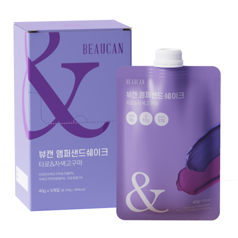 뷰캔 앰퍼샌드 식사대용 단백질 쉐이크 식물성 분리 유청 보충제 프로틴 맛있는 파우치 5팩, 1박스, 200g
