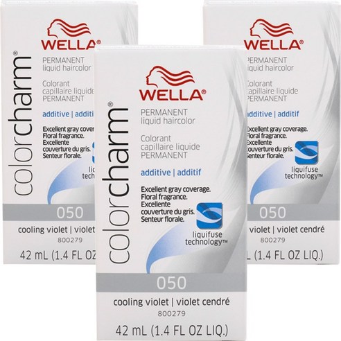 웰라 컬러참 퍼머넌트 리퀴드 헤어컬러 42ml, 50 Cooling Violet, 3개