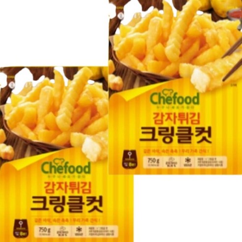 롯데 Chefood 감자튀김 크링클컷 750g x 2개 무배 맥주안주 소주안주 캠핑간식 아이간식 감튀 감자튀김, 1개