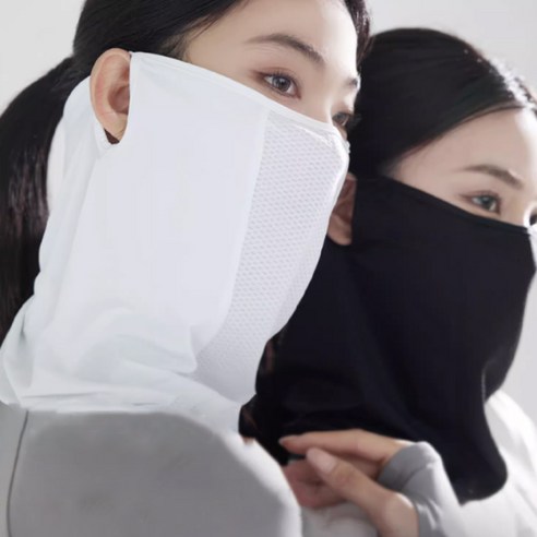 1+1 집콕시그널 자외선차단 스포츠 마스크 얼굴햇빛가리개 골프 자전거 안면 쿨링 마스크, 1+1 화이트+블랙, 2개