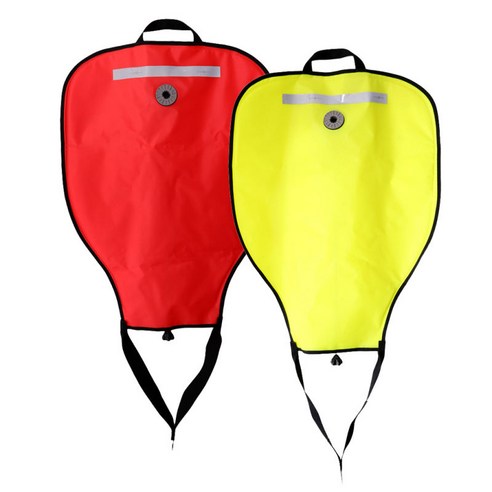 스쿠버 다이빙 수중 보물 찾기를위한 2Pcs 50lbs 회수 리프트 가방, 210D 나일론, 형광 빨간색, 노란색