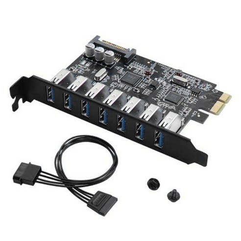 USB 3.0 PCI-E 확장 카드 어댑터 7 포트 USB 3.0 허브 어댑터 외부 컨트롤러 PCI-E Extender PCI Express 카드, 보여진 바와 같이, 하나
