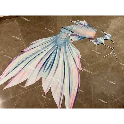 머메이드 아웃핏 프리다이빙 인어공주 머메이드테일 인어, L, D.퍼플 블루