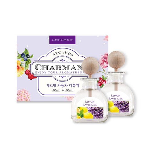 더허브샵 샤르망 자동차 디퓨저 세트 50ml 본품+본품 자동차방향제 차량방향제, 후리지아블라썸