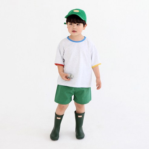 [12시전주문 오늘출발] 메르시보꾸 아동용 컬러블락상하 키즈 바지세트 SS24S53